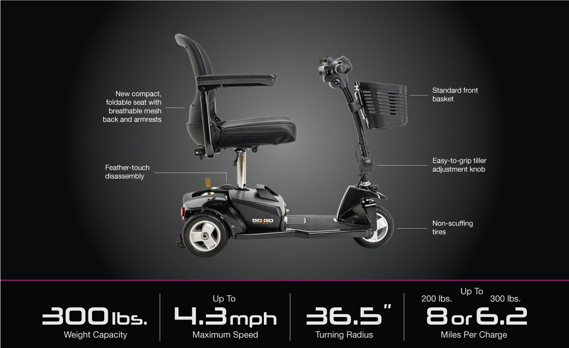 Ameriglide Pride Go-Go Ultra X - 3 Wheel Travel Scooter